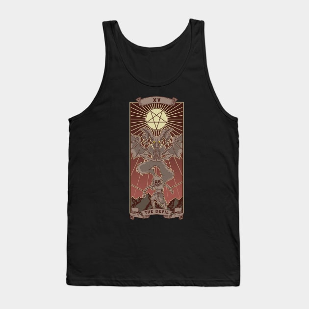 The Devil Tarot Card XV Pentagram Goth Vintage Pagan Wicca Tank Top by TellingTales